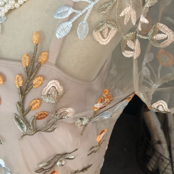 Sheer Embroidered overlay Tank Dress - Picture 4 of 5